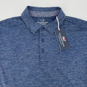 NEW Vineyard Vines Performance Polo Shirt Mens Medium Blue Striped 1G010142-2443